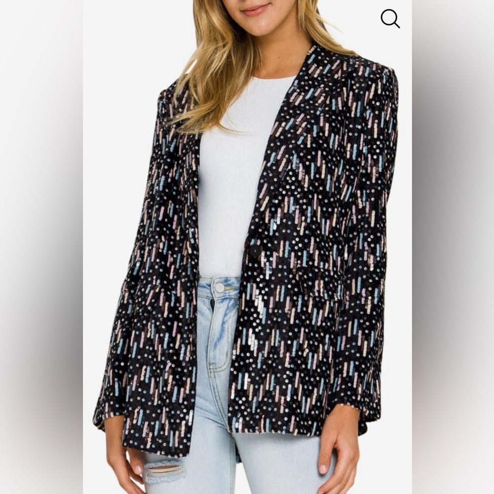 Endless Rose Oversized Multicolored Sequin Blazer - image 4